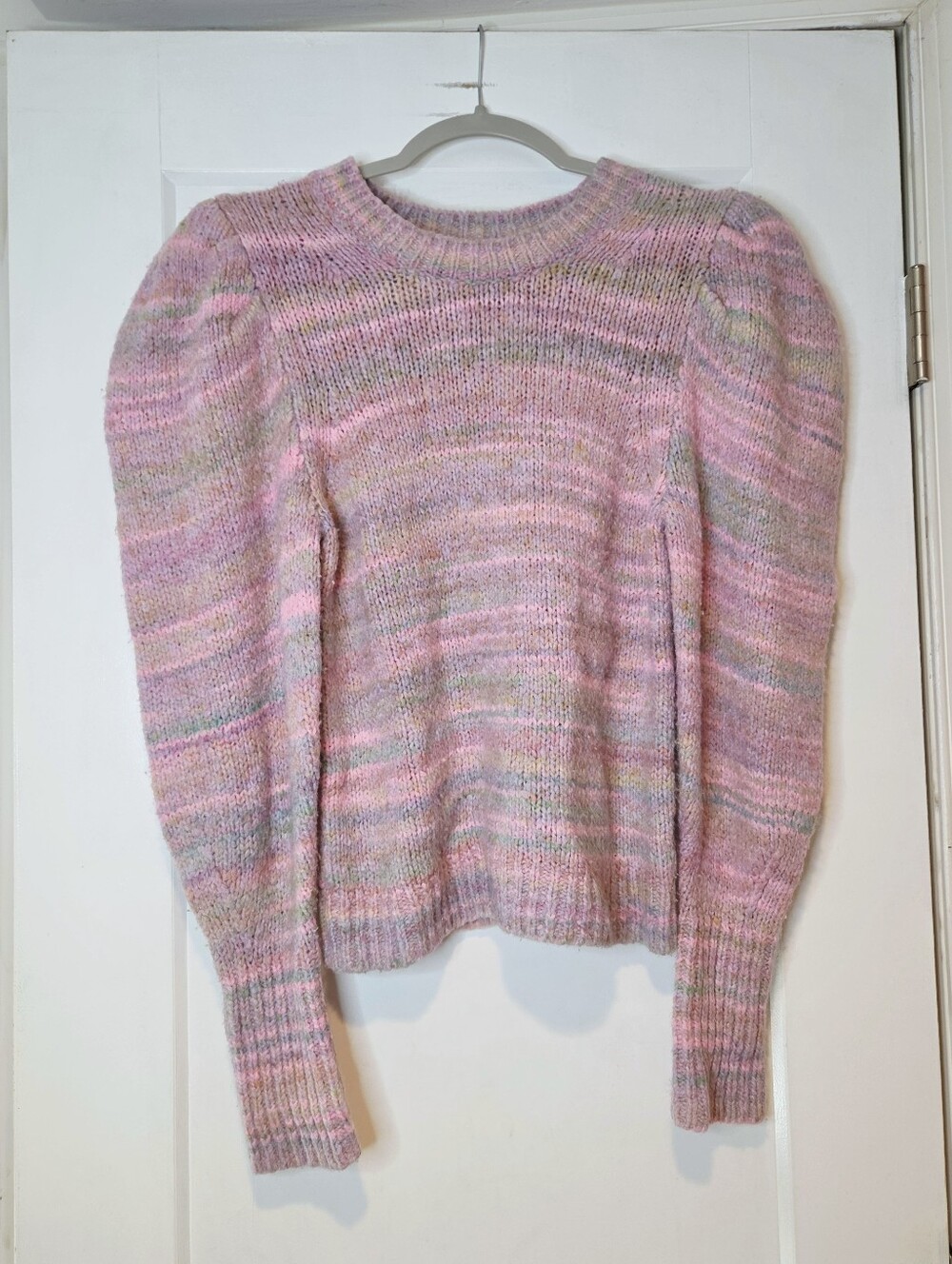 LoveShackFancy Aquarius Pink Cloud Wool Puff Sleeve Sweater M